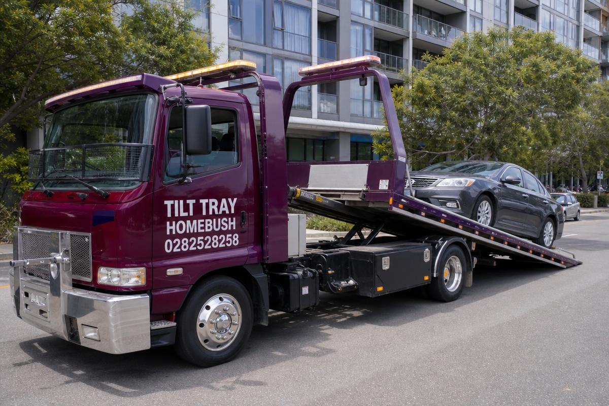 Car Towing — Tilt Tray Homebush 0282528258